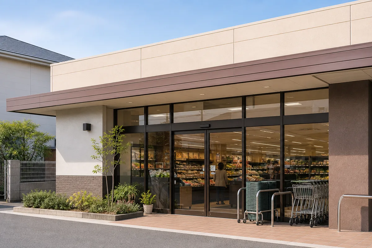 スーパーの雰囲気を表したAI生成イメージ（ビオラル 靭店の実写ではありません）