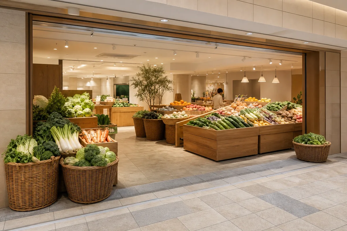 自然食品店の雰囲気を表したAI生成イメージ（自然食品F&F 横浜ジョイナス店の実写ではありません）