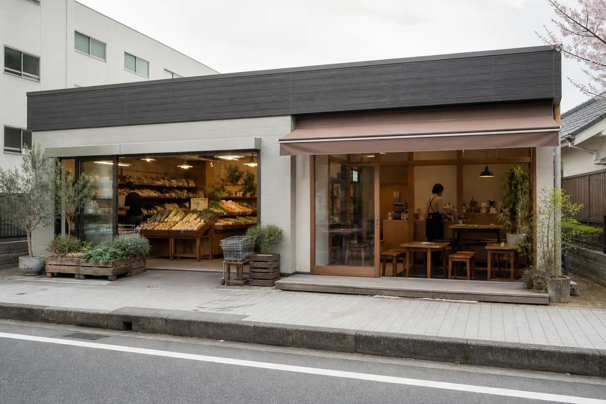 自然食品店の雰囲気を表したAI生成イメージ（RITOTTO MARCHÉ（リトット・マルシェ）の実写ではありません）