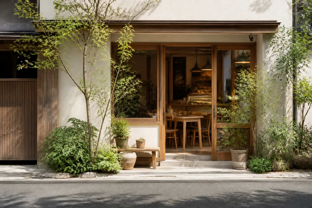 レストラン・カフェの雰囲気を表したAI生成イメージ（自然食 そゑ川の実写ではありません）