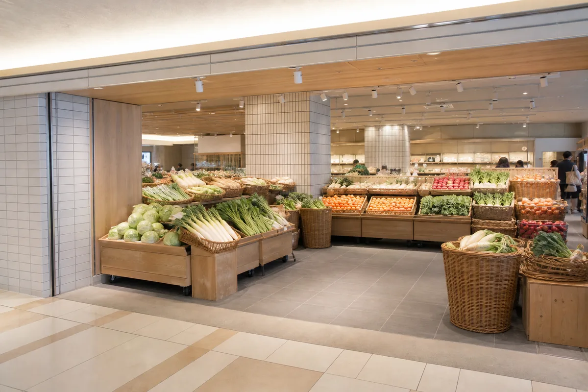 スーパーの雰囲気を表したAI生成イメージ（ビオセボン 旗の台店の実写ではありません）
