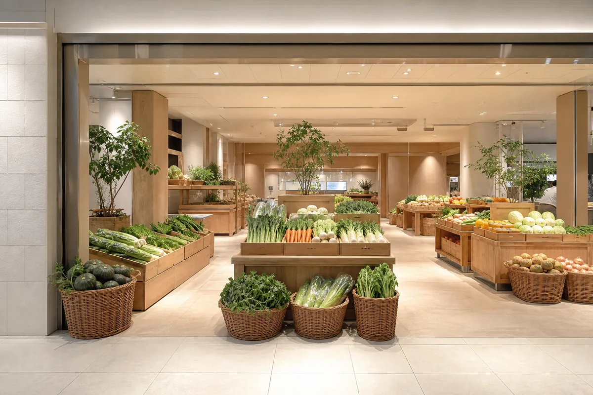 スーパーの雰囲気を表したAI生成イメージ（ビオラル さんちか店の実写ではありません）