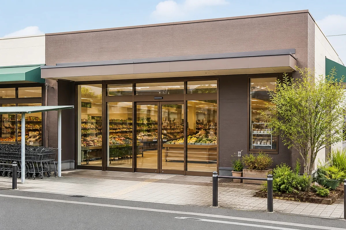 スーパーの雰囲気を表したAI生成イメージ（オーガニックプラザ 衣笠店の実写ではありません）