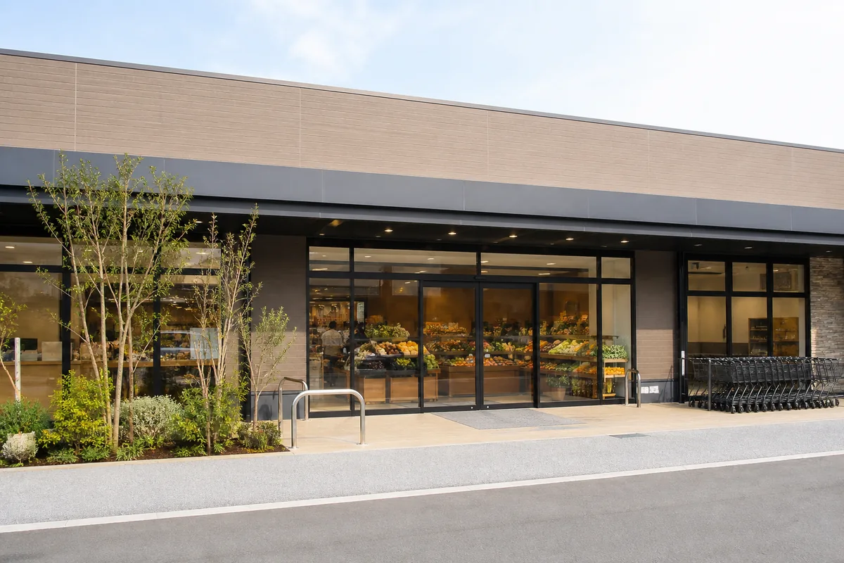 スーパーの雰囲気を表したAI生成イメージ（オーガニック市場てんぶす 泡瀬本店の実写ではありません）