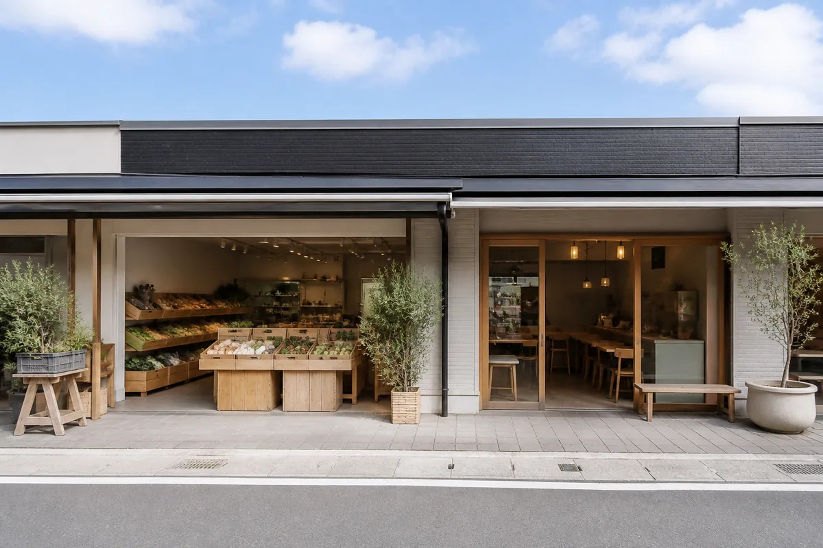自然食品店の雰囲気を表したAI生成イメージ（レンドルフ千葉本店の実写ではありません）