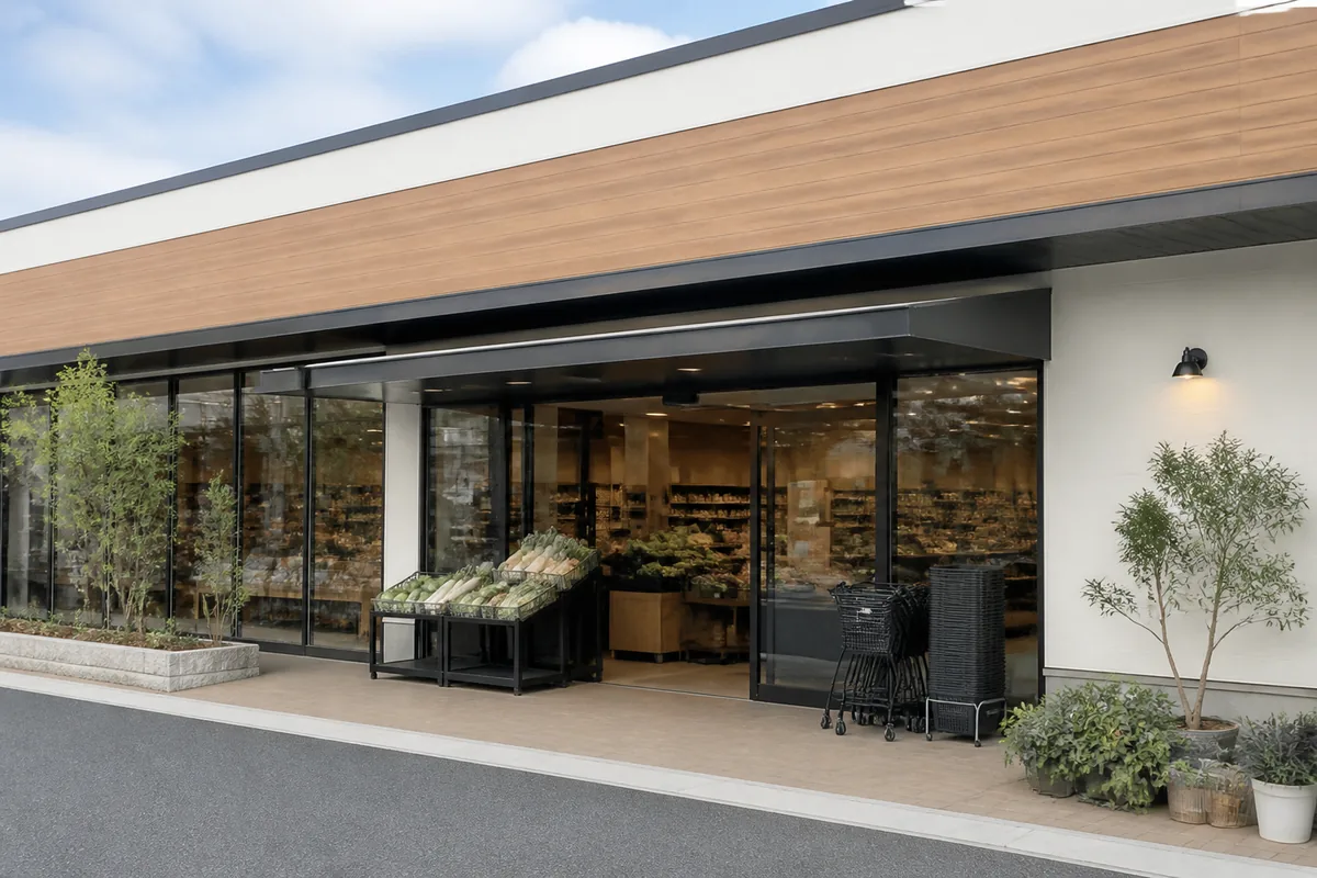 スーパーの雰囲気を表したAI生成イメージ（オーガニックスーパー クランデール 新松戸店の実写ではありません）